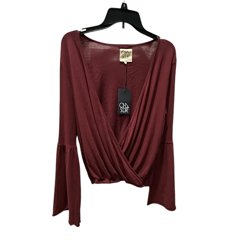 Chaser Surplice Flared Bell Sleeve Old Zin NEW NWT MEDIUM Cabernet Maroon